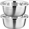 JHzood Set di Ciotole da Cucina in Acciaio Inox, 11 Misure da 20-40cm, Impilabili con Scolapasta, Multiuso per Insalata, Frutta, Zuppe (40CM)