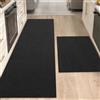COLOR&GEOMETRY Set da 2 Tappeto Cucina Antiscivolo Lavabile 61x92+61x210cm | 4 mm ultra-sottile Passatoia cucina, Assorbente Facile da Pulire Tappeto runner per Davanti al Lavandino, Corridoio, Nero