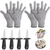 GOEDCH 4 Pezzi Coltello Ostriche Set: 4 Pezzi Paramano (M) Coltello Apri Ostriche, Oyster Opener con Paramano, Acciaio Inossidabile, Utensili da Cucina Professionali per Crostacei, Formaggi