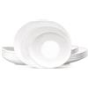 Bormioli Rocco Prometeo - Set di stoviglie da 18 pezzi, per 6 persone, in vetro opale temperato, bianco pulito, design curvo con texture esterne, lavabile in lavastoviglie e adatto al microonde.