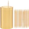 UPTALY 1 dispenser per stuzzicadenti in 100% ottone (forma cilindrica piccola), contenitore per stecchini per denti (colore oro), scatola per stuzzicadenti, piccolo porta stuzzicadenti in rame