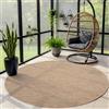 Carpettex Tappeto per esterno monocolore resistente alle intemperie, ideale per terrazze, balconi, giardini e cucine, con tessitura piatta e finitura simile al sisal, Colore: Beige, Taglia: 120 cm Rotondo
