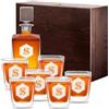 Maverton set Caraffa da whisky e cognac + 6 bicchieri | Con incisione personalizzata, Decanter in vetro per whiskey da 0,81 L, Bottiglia per compleanno, pensiero per papà, lettera