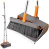 Mitclear Set Paletta e Scopa con Manico Lungo, Spazzola Rotante a 180° | ：Paletta Domestica con Bordo in Lega di Alluminio, Adatta per Pulizia dei Pavimenti, Giardino, Casa, Cucina, Ufficio(140cm)