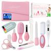 TPFFamily Kit igiene neonato (Rosa), set cura 11 pezzi con termometro | Forbici per unghie di alta qualità, aspiratore nasale e spazzola, ideale come prima attrezzatura per neonati, senza BPA