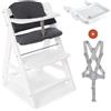 Hauck Seggiolone Alpha Plus Evolutivo in Legno - Con Vassoio Alpha Tray e Cuscino di Seduta - Regolabile, da 6 Mesi - (Bianco)