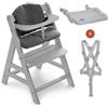 Hauck Seggiolone Alpha Plus con Vassoio Alpha Tray e Cuscino di Seduta - in Legno Evolutivo - Regolabile - da 6 Mesi - Grigio