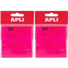 APLI 19570 - Note adesive trasparenti, 75 x 75 mm, colore: rosa, 50 fogli traslucidi resistenti all'acqua, ideali per studenti e insegnanti. (Confezione da 2)