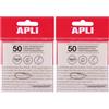 APLI 19568 - Note adesive trasparenti, 75 x 75 mm, colore: bianco, 50 fogli traslucidi resistenti all'acqua, ideali per studenti e insegnanti. (Confezione da 2)