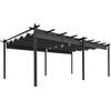 Outsunny Pergola scorrevole a scomparsa 3,5 x 6 m pergola da terrazzo struttura in alluminio + tessuto in poliestere - grigio scuro