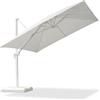 PURPLE LEAF Ombrellone da Giardino Esterno 3 X 3 m con Base a Croce, Parasole con Manovella 8 Stecche in Alluminio Tela 240 g/m² Protezione UV 50+, Inclinabile e Rotabile a 360°, Bianco