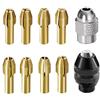 Niceminiwall Set di pinze per mandrino in ottone, 10 dadi rotanti con 3 ganasce | Set di pinze per trapano in ottone, supporto per punte per mini trapano, adattatore per albero flessibile,