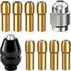 Generic Set di 10 morsetti rotanti per trapano, mandrino a cambio rapido, in ottone resistente, dimensioni da 0,1 cm a 0,3 cm, per smerigliatura elettrica e accessori per motori