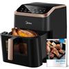 Midea Friggitrice ad Aria 1800W, 7L, Antiaderente | Tecnologia HeatXpress, 7 Programmi Preimpostati, 90% Meno Olio, Finestra Easy-View, Lavastoviglie, Nero