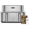 Cosori Iconic Dual Friggitrice ad Aria 8,6 Litri, Acciaio Inossidabile | Intelligente, Rivestimento Ceramico Senza PFAS, Garanzia Limitata di 5 Anni, Motore DC, 5 Velocità della Ventola Automatica