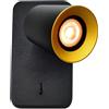 GTV Lampada da parete ELLI 4434 GU10 IP20 max 20 W con interruttore orientabile moderno lampada da parete nero oro metallo per camera da letto corridoio bagno lampada da lettura spot illuminazione
