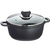 Krüger Haushaltswaren Krüger Karl, Pentola in Alluminio pressofuso Delta con Coperchio in Vetro, Nero, 20 cm