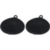 WENKO Spugnetta in silicone Soft nero, set 2 spugne per piatti con superficie a rilievi, non graffia, con occhiello e ventosa, lavabile in lavastoviglie, spugna per la casa igienica Ø 12 x 1 cm