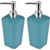 douceur d'intérieur, Dispenser Sapone (7,3 x 7,3 x 18 cm) Vitamina Blu/Smeraldo, Plastica Soft Touch (Confezione da 2)