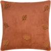 furn. Autumn Trail Cuscino Imbottito Di Piume (Ruggine - 45x45cm) | Autunnale Accogliente Ricamato Foglie Cadenti Pelliccia Sintetica Testurizzata Alla Moda Cuscino