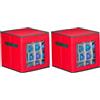 Wintem - Contenitore per 64 Palline di Natale in TNT 30x30x30 cm con Finestra Frontale Trasparente, Scomparti Modulari e Zip Robusta per Decorazioni Natalizie Facile da Riporre e Trasportare