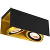 GTV VERSO ES111 - Faretto da soffitto doppio in alluminio nero/oro, 2 × GU10, IP20, orientabile, 31 × 14 × 13 cm, per soggiorno, cucina e corridoio, montaggio superficiale, illuminazione interna