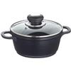 Krüger Haushaltswaren KRÜGER Delta Cast 2027346 - Casseruola con coperchio in vetro e alluminio, 16 cm, colore: Nero