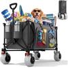 JUMMICO 200L Grandi Carro Playa Plegable con Ruedas Todo Terreno, 200kg Carretto Spiaggia Pieghevole con Regolabile Braccioli e Freno, Carrito Playa Ruedas Borsa 20L per Campeggio Spesa