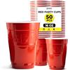 Zuvo Bicchieri rossi per feste, bicchieri usa e getta in plastica da 16 once (confezione da 50), bicchieri di plastica rossa resistenti per barbecue, compleanni, eventi e beer pong, riciclabili