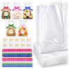 Carehabi 200 sacchetti in cellophane, 15 x 25 cm, sacchetti trasparenti | Sacchetti trasparenti con 200 fascette + 200 etichette per caramelle, biscotti, pane, ecc. Perfetto per regali