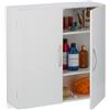 Relaxdays Mobiletto da Bagno Pensile, 3 Ripiani e 2 Ante in MDF, Armadietto Sospeso da Parete, HLP: 60x60x20 cm, Bianco