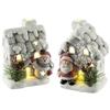 Flair Flower Casa di Natale con pupazzo di neve, Babbo Natale, pupazzo di neve, albero di Natale e luce LED, set da 2 pezzi, decorazione per la casa, decorazione natalizia, decorazione natalizia, villaggio di