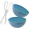 Zenker Set 2 Ciotole Grandi in Plastica 24 cm, con Posate da Insalata, ottime per Impasti, Insalate e Frutta - Lavabili in Lavastoviglie, adatte al Microonde