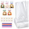 Carehabi 80 sacchetti in cellophane, 15 x 25 cm, sacchetti trasparenti | Sacchetti trasparenti da riempire con 80 nastri + 80 etichette per caramelle, biscotti, pane, ecc. Perfetto per regali