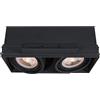 GTV MILO Faretto da incasso a 2 luci, senza cornice, rettangolare, GU10 ES111, 27,5 × 14,6 cm, faretti orientabili, IP20, 220-240 V, max. 2 × 40 W, illuminazione interna