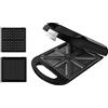 Cecotec Piastra tostapane Rock'nToast Family 3in1 4 sandwiches con rifiniture in acciaio inossidabile, 1500 W di potenza con 3 piastre intercambiabili e rivestimento antiaderente.