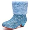 Hixingo Stivali Bambina Invernali con Zip Tacco 3 cm, Stivaletti Bimba Caldi con Pelliccia, Stivali da Ragazza Eleganti con Paillettes Stivaletti Tronchetti Ideali per Autunno e Inverno