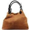 Chicca Borse Borsa a Mano Stampa Intrecciata da Donna con Tracolla in vera pelle made in Italy - 34x29x18 Cm