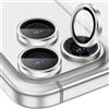 CloudValley Protezione Obiettivo 18 Pro Max/Pro, Vetro Temperato,Argento | Installazione 1 Secondo, Nitidezza Originale, anello metallo Ultra‑HD, Protegge Obiettivo da Graffi e urti