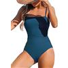 CUPSHE Costume da Bagno da Donna con Scollo Quadrato, con Cinghie, Colori a Contrasto, Costume da Bagno Intero