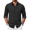 COOFANDY Camicia da uomo a maniche lunghe, per il tempo libero, vestibilità normale, elasticizzata, con tasca sul petto