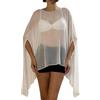 Qtinghua Poncho da donna velato, bolero, leggero, lavorato a maglia, scialli pullover maglione da donna estivo trasparente copertura in rete poncho