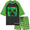 MINECRAFT 2 Pezzi Costume Piscina Bambino, Maglietta e Pantaloncini Costumi Mare