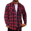 Halfword Camicia Flanella Uomo Quadri Camicia Casual Maniche Lunghe Pile dalla Cotone Loose Fit