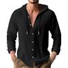 PRIVIMIX Camicia Uomo Lino Manica Lunga con Cappuccio Cotone Maglietta Maniche Lunghe M-3XL