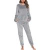 Vlazom Pigiama Donna Invernale Pigiami Due Pezzi Flanella Manica Lunga | Flanella Morbida e Calda, Grande Tasca Ventrale Pratica, Scollo Rotondo Comodo, Disponibile in Più Colori Tinta Unita