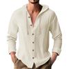 PRIVIMIX Camicia Uomo Lino Manica Lunga con Cappuccio Cotone Maglietta Maniche Lunghe M-3XL