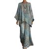Gienslru Tuta Completa Lino Donna Estivo Boho Chic 2 Pezzi Top Kaftano Vintage e Pantaloni Gamba Larga Tute Elegante Cerimonia Completo Co-ord Set Leggero Taglie Forti Spiaggia Vacanze Streetwear