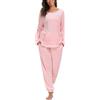 Vlazom Pigiama Donna Invernale Pigiami Due Pezzi Flanella Manica Lunga | Flanella Morbida e Calda, Grande Tasca Ventrale Pratica, Scollo Rotondo Comodo, Disponibile in Più Colori Tinta Unita