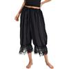 TUWIXIUW Pantaloni Lunghi da Donna con Volant in Pizzo Svasato con Orlo in Pizzo Vintage CRI Bloomer